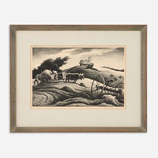 THOMAS HART BENTON "New England Farm" (1951 Lithograph)