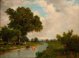 David Johnson (1827-1908) Oil, Wallkill River, New York