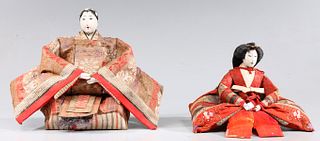 Pair Antique Japanese Dolls