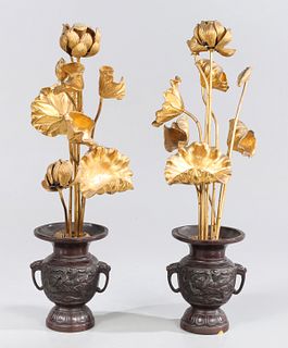 Pair Japanese Bronze Vases