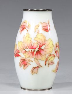 Ando Jubei Floral Enamel Vase