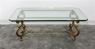 A Gilt Metal Low Table Height 17 x width 48 x depth 24 inches.