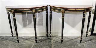 A Pair of Italian Style Console Tables Height 36 3/4 inches.