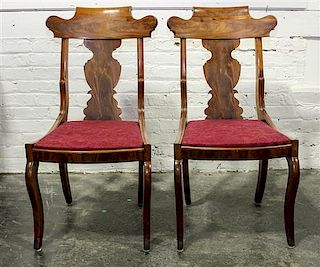 * A Pair of American Empire Mahogany Side Chairs Height 35 1/2 inches.
