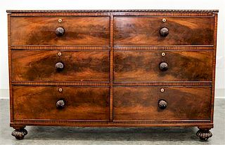 An American Mahogany Chest of Drawers Height 41 1/2 x width 66 x depth 20 inches.