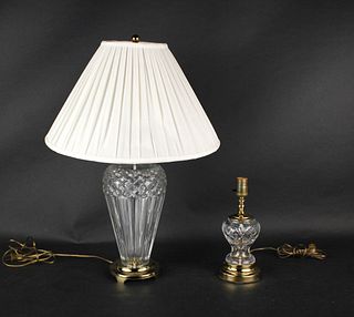 Two Crystal and Brass Table Lamps