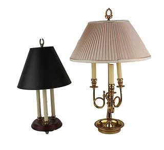 Two Brass Bouillotte Table Lamps