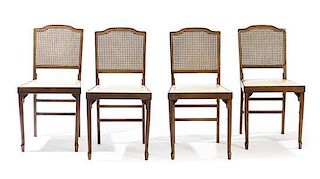 * Four Modern Wood Folding Chairs, LEG-O-MATIC Height 32 inches.
