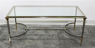 * A Brass and Steel Low Table Height 17 3/4 x width 42 x depth 20 inches.