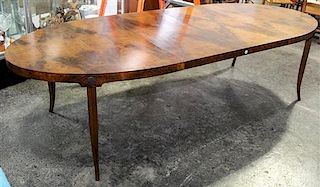 *A Faux Burlwood Veneered Extension Dining Table Height 28 1/2 x length 70 x depth 41 3/4 inches.