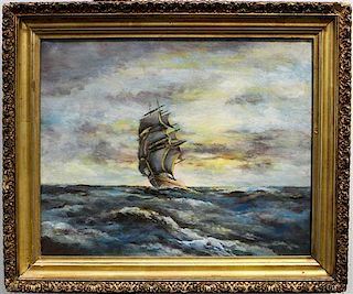 * Artist Unknown, (20th century), Sailing Ship at Sea