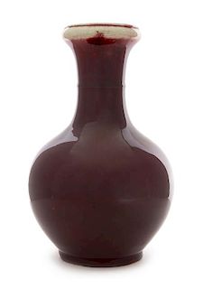 A Copper Red Glazed Porcelain Vase Height 13 1/4 inches.
