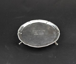 English Sterling Silver Crested Footed Salver