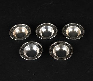 Five Reticulated Sterling Silver Nut Dishes