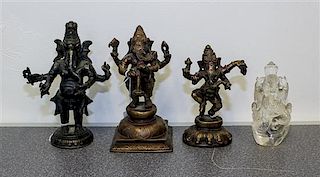 Three Southeast Asian Bronze Figures Height of tallest 7 inches.