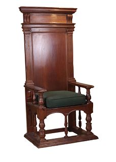 Baroque Style Carved Walnut Throne Chair