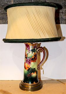 A Limoges Style Lamp Height overall 31 inches.