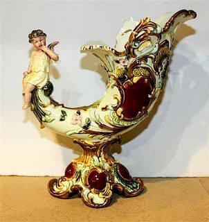 A Majolica Vase Height 16 inches.