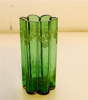 A Continental Enameled Glass Vase. Height 5 inches.