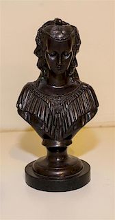 A Continental Bronze Bust. Height 9 1/2 inches.