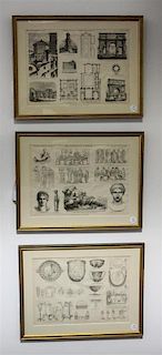 Three Neoclassical Engravings. Framed: 10 x 15 inches (each).