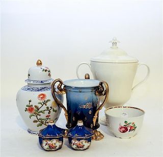 A Group of Six Decorative Porcelain Articles. Height of tallest 13 inches.