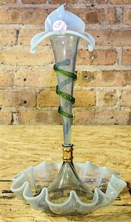 A Victorian Glass Epergne Height 14 inches.