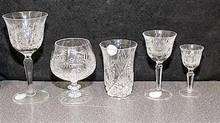 A Cut Glass Stemware Service Height of tallest 7 inches.