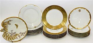 Three Sets of Continental Porcelain Plates Diameter of first 8 3/4 inches.