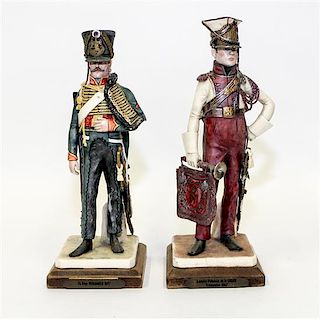 Two Continental Porcelain Figures of Soldiers Height 9 5/8 inches.