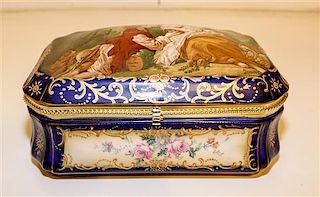 A Sevres Style Porcelain Table Casket Height 5 3/4 inches.