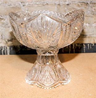 An American Cut Glass Punch Bowl on Stand Diameter 12 inches.