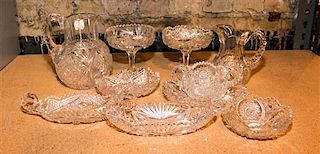 A Collection of Seven Cut Glass Articles Height 7 inches.