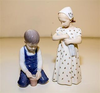 Two Bing and Grondahl Porcelain Figures Height of taller 7 1/2 inches.