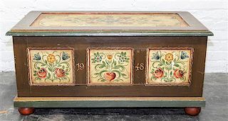 A German Painted Trunk Width 38 inches.