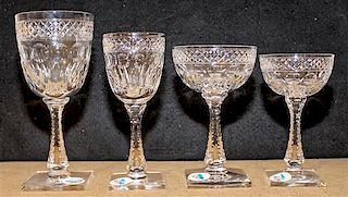 A Collection of Hawkes Cut Glass Stemware Height of tallest 7 1/2 inches.