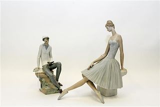 * Two Lladro Figures Height of taller 14 1/2 inches.
