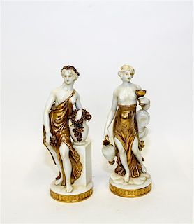 * Two Continental Porcelain Figures Height of taller 10 inches.