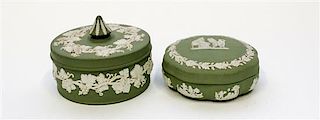 Two Wedgwood Jasperware Covered Boxes Diameter of larger 5 inches.