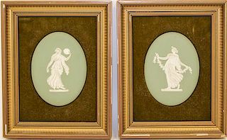 A Pair of Wedgwood Jasperware Plaques Height of porcelain 5 1/2 inches.