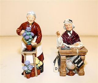Two Royal Doulton Porcelain Figures Height of taller 8 inches.