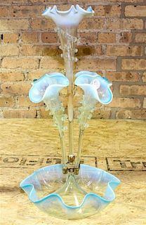 Two Victorian Glass Epergnes Height of taller 28 inches.