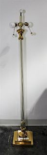 * A Metal and Crystal Floor Lamp. Height 60 inches