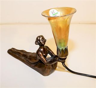 An Art Nouveau Style Figural Lamp Width 11 inches.