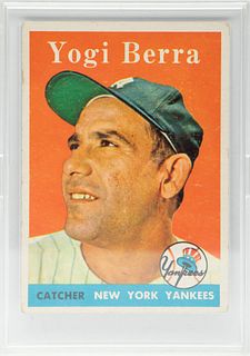 Yogi Berra New York Yankees Topps Baseball Card Ca. 1958, H 3.5" W 2.5"
