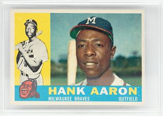 Hank Aaron (American) Milwaukee Braves Topps Baseball Card Ca. 1960, H 2.5" W 3.5"