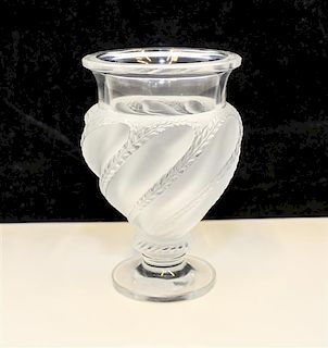 * A Lalique Frosted Glass Vase. Height 5 3/4 inches.