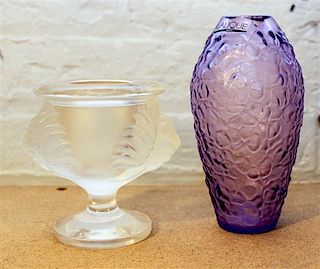 * Two Lalique Frosted Glass Vases. Height of taller 5 1/2 inches.