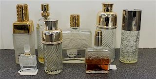 * Eight Lalique and Other Perfume Bottles. Height of tallest 6 inches.