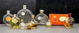 * Nine Lalique and Other Perfume Bottles. Height of tallest 5 1/2 inches.